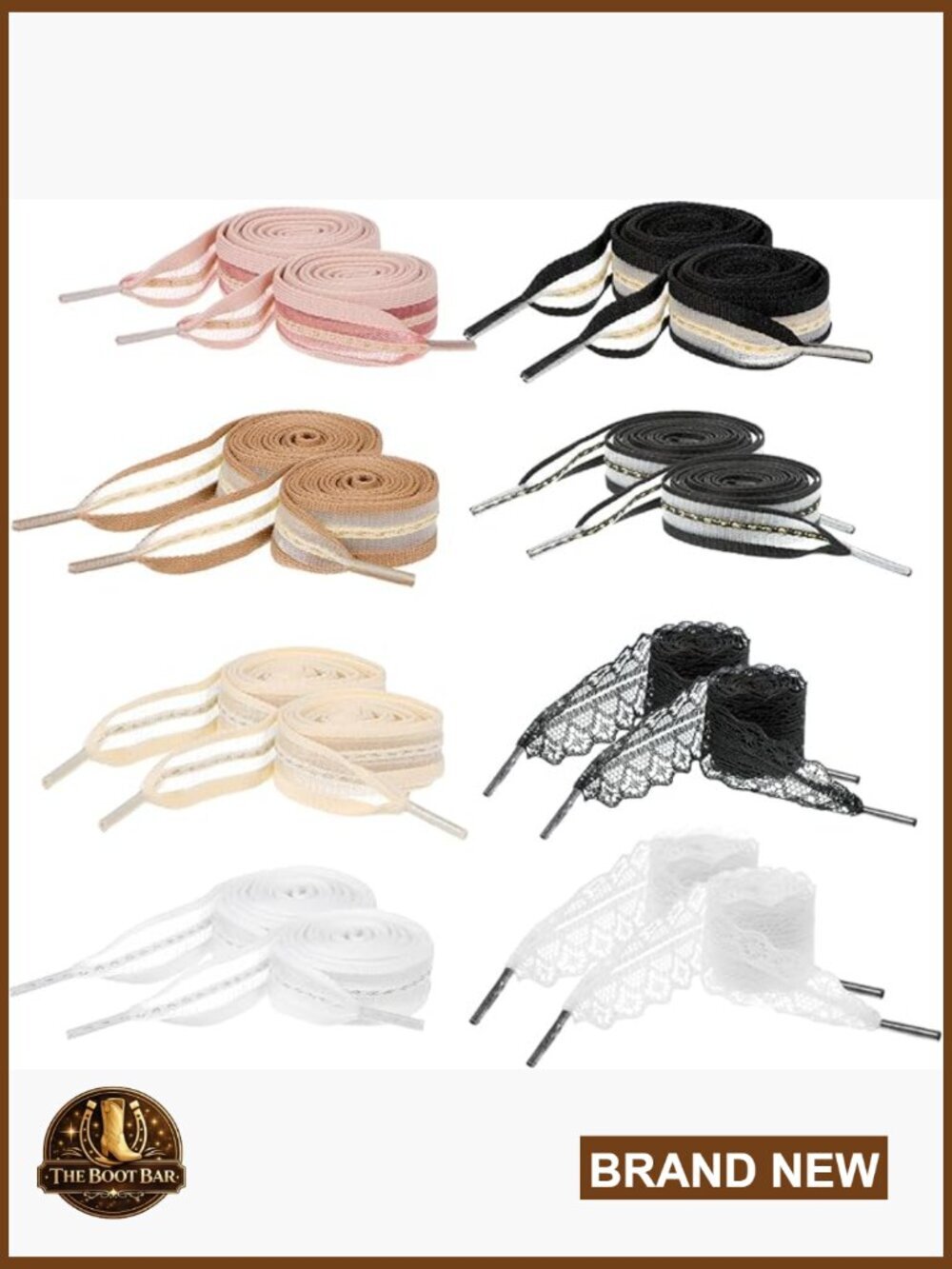 8 Pairs Ribbon Shoelaces Decorative Wide Sneaker Laces Stretchy Polyester